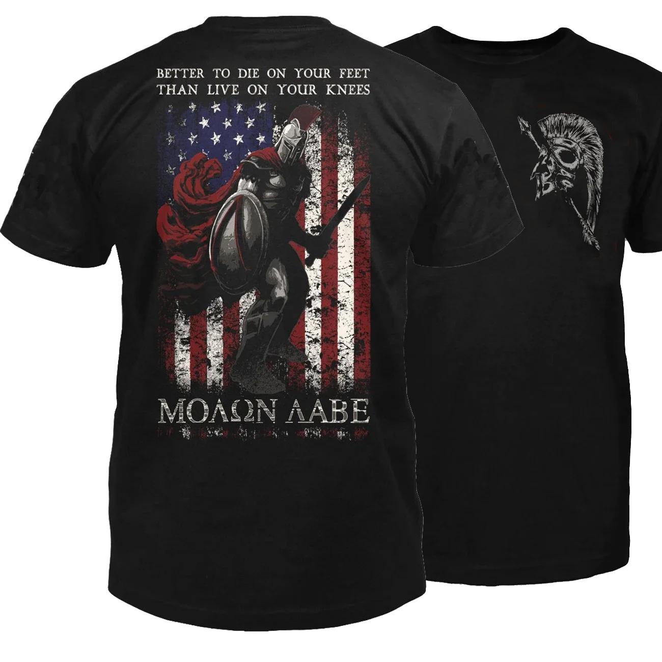 American Spartan Warrior Molon Labe TShirt 100 Cotton ONeck Summer Short Sleeve Casual Mens Tshirt Size S3XL S