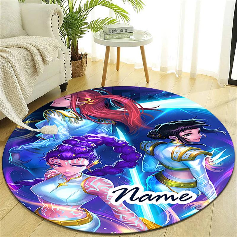 Personalized K-KPop Demon Hunters Round Chair Office Rug - Perfect for Mat, Office Chair & More - Ideal Gift for Birthdays and Holidays