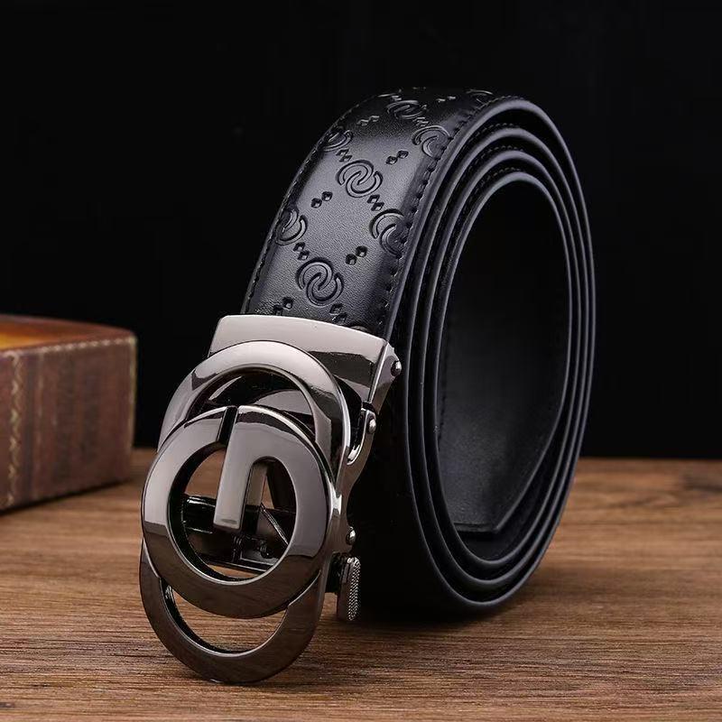 Cintura da uomo in pelle goffrata con fibbia in lega di alta qualità - Casual ed elegante