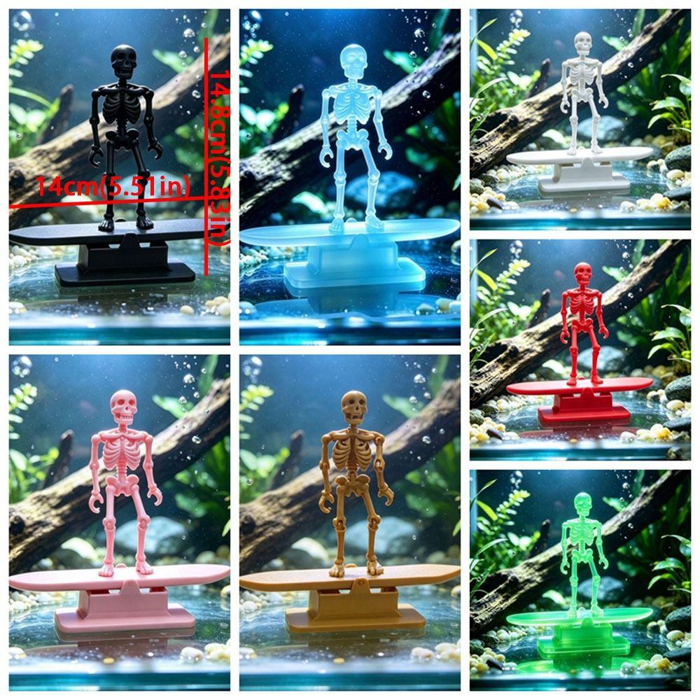Air Pump Powered Surfing Dancing Skeleton Aquarium Bubbler Fish Landscaping
