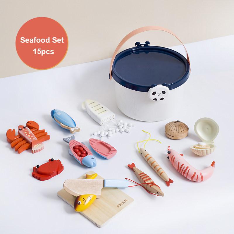 Wooden Pretend Play Children Toys Fruit Vegetable Cutting Set for Girl Kitchen Food Play Imitation Game Montessori Education Toy