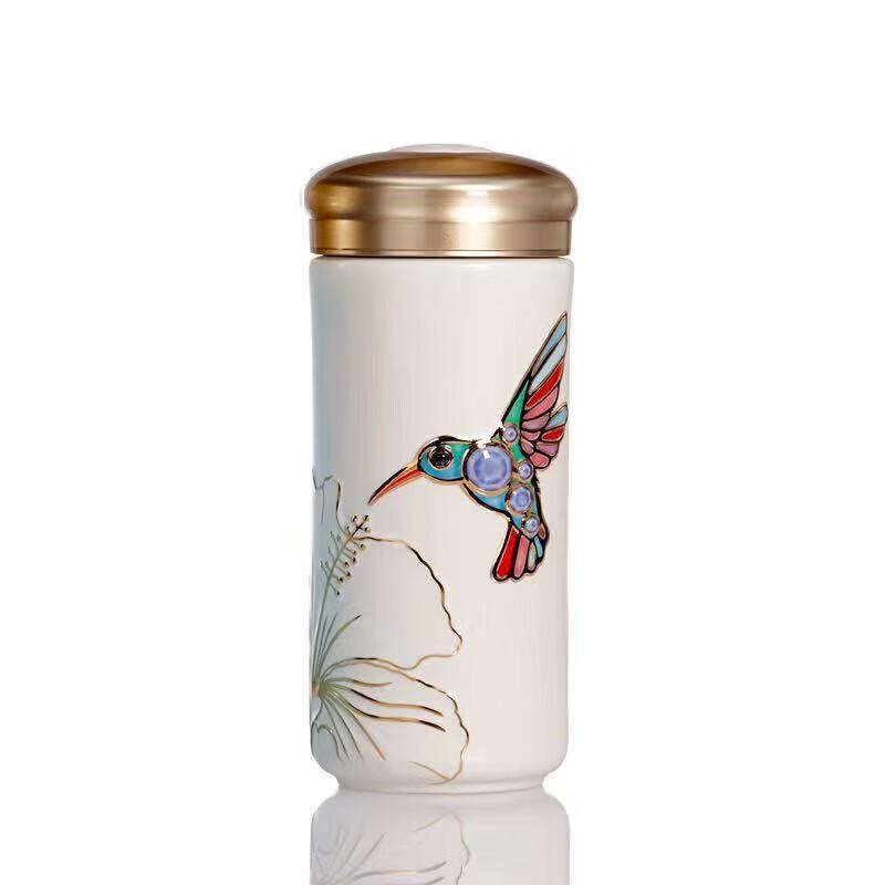 ACERA Liven Porcelain Lucky Star Hummingbird Gilded Portable Cup