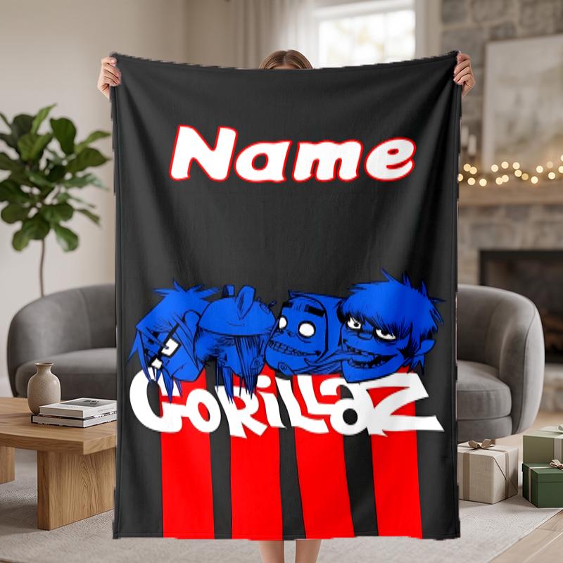 Gorillaz Custom Flannel Blankets Soft Warm Cozy Throws for Home Decor Holiday Gifts
