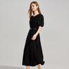 Shetu Round Neck Short Sleeve Mid-length Dress