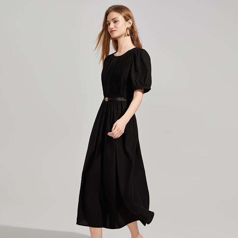 Shetu Round Neck Short Sleeve Mid-length Dress