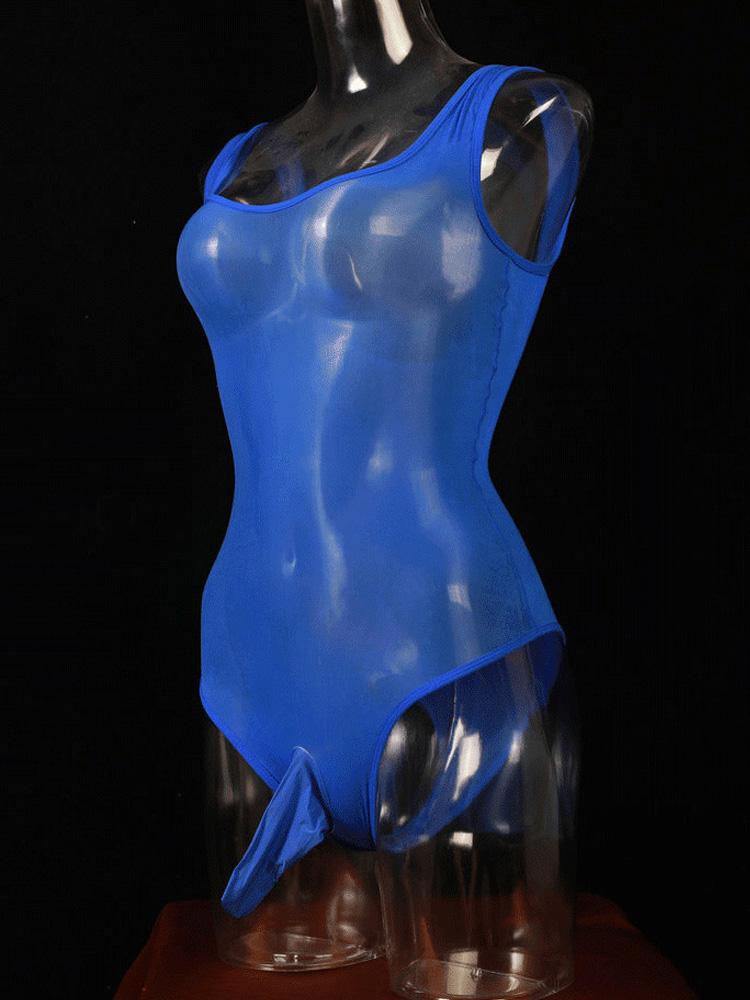 Sexy Men 8D 912 Pin Oil Gloosy Shiny U Convex Pouch Bodysuit Cockring Open Sheath Sleeve Sexy Tight Bandage Bodyhouse