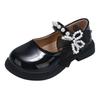 Girls' Pearl Bow Princess Shoes - Spring/Autumn Fashionable Leather, Korean & British Style, Casual & Performance Wear