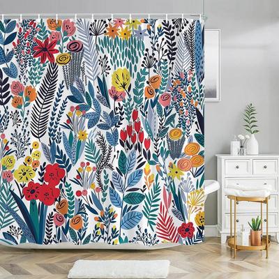Kleurrijk Bloemen Douchegordijn Bloemen Douchegordijnen Mooi Blauw Douchegordijn Helder Boheems Boho Bloemen Badkamer Decor