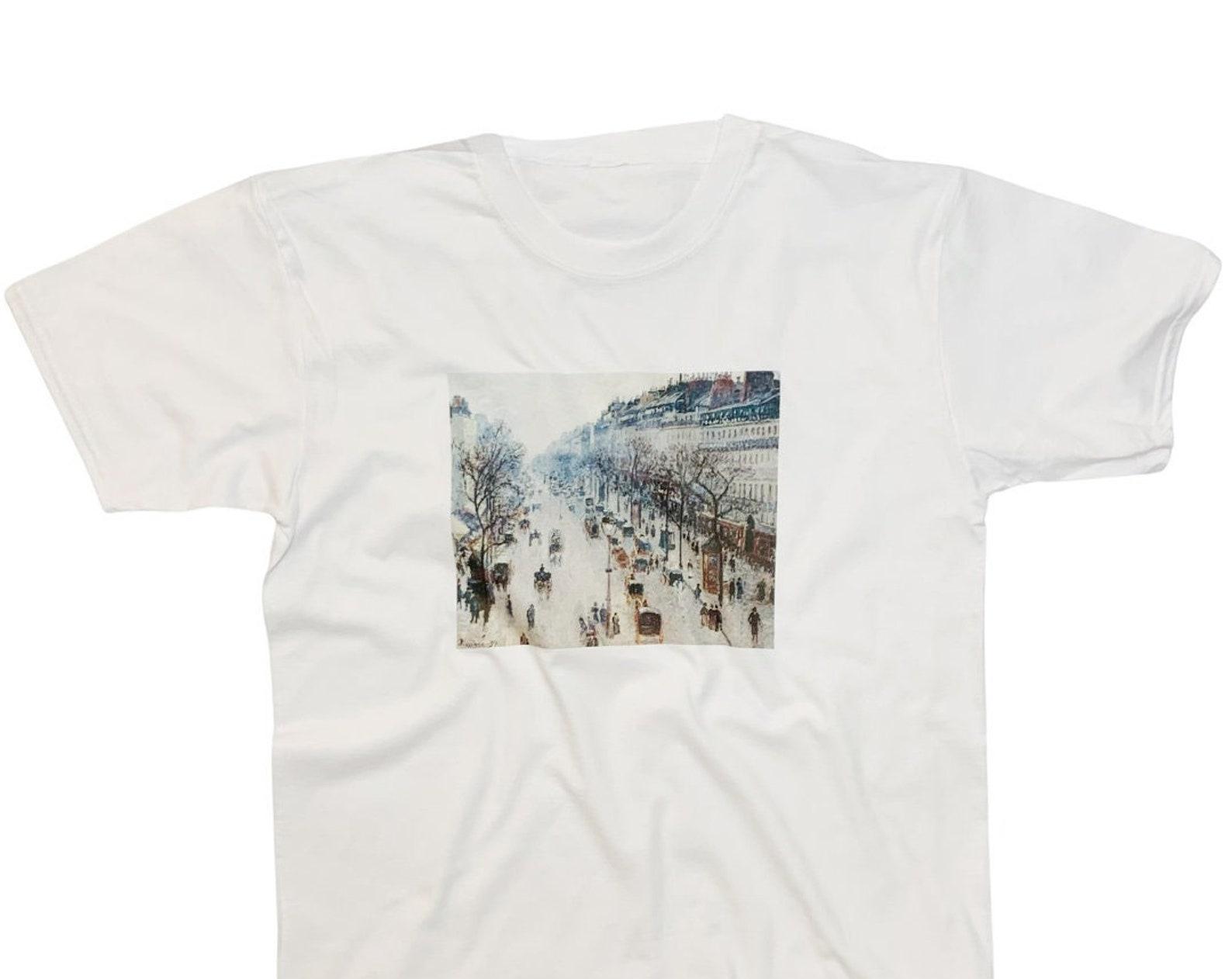 The Boulevard Montmartre at Night T-Shirt By Camille Pissarro Vintage Art Print 2XL