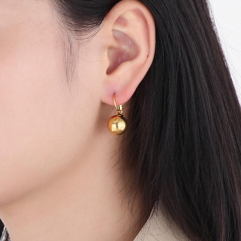 Korean Fashion Stainless Steel Ball Drop Earrings - Small and Fresh
