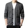Men's Autumn/Winter Plus Velvet V-Neck Long Sleeve Cardigan Sweater
