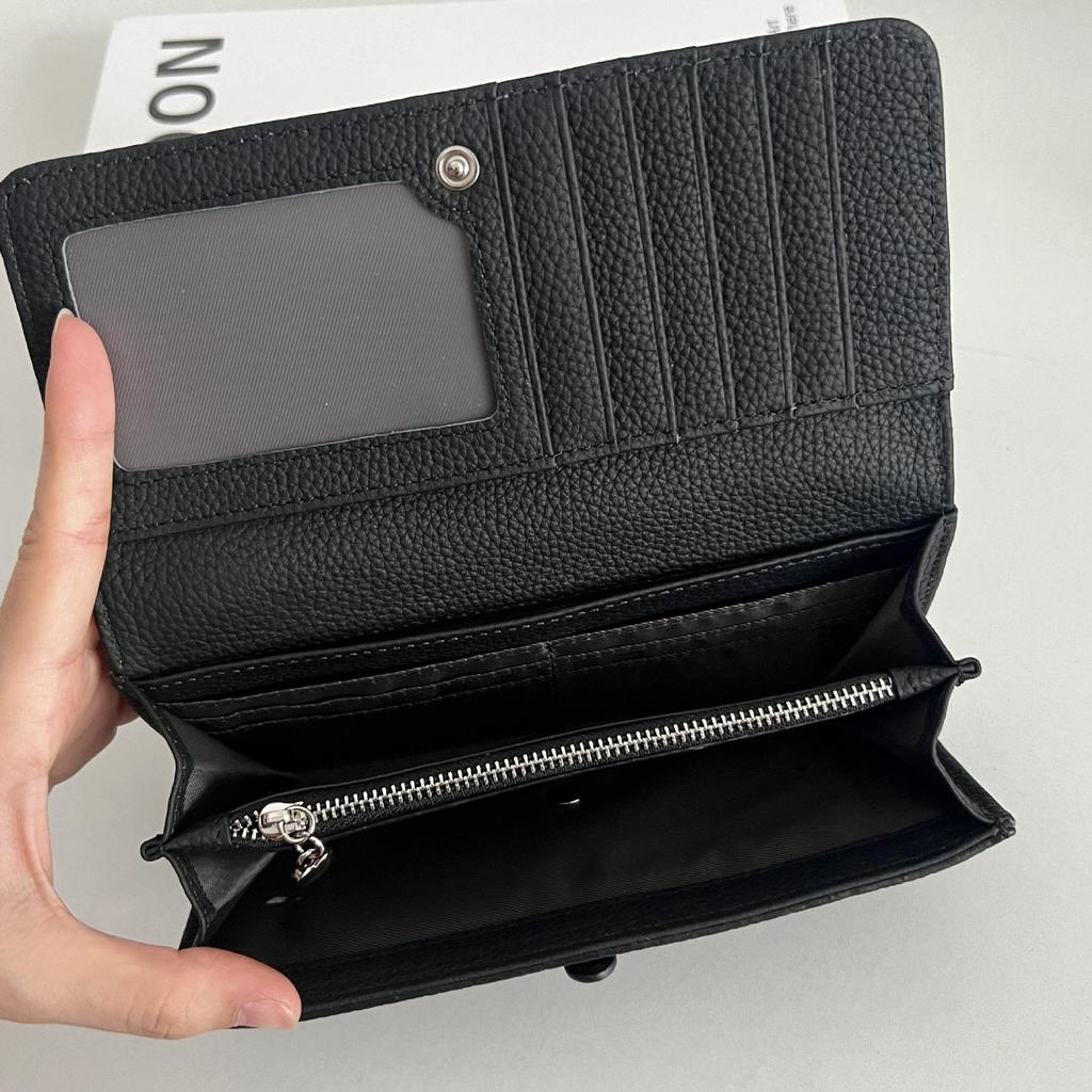 2026 New Women's Soft Cowhide Leather Clutch: Genuine Foldable Long Wallet with Large Capacity for Phone and Money Clip