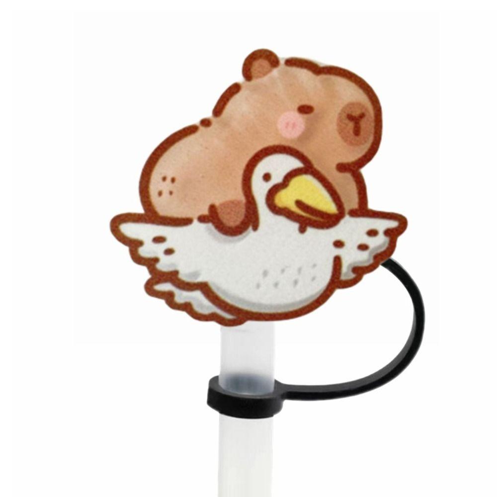 Capybara Straw Tip Covers Cute Spill Proof Stopper Set Creative Capybara Straw Covers Cap