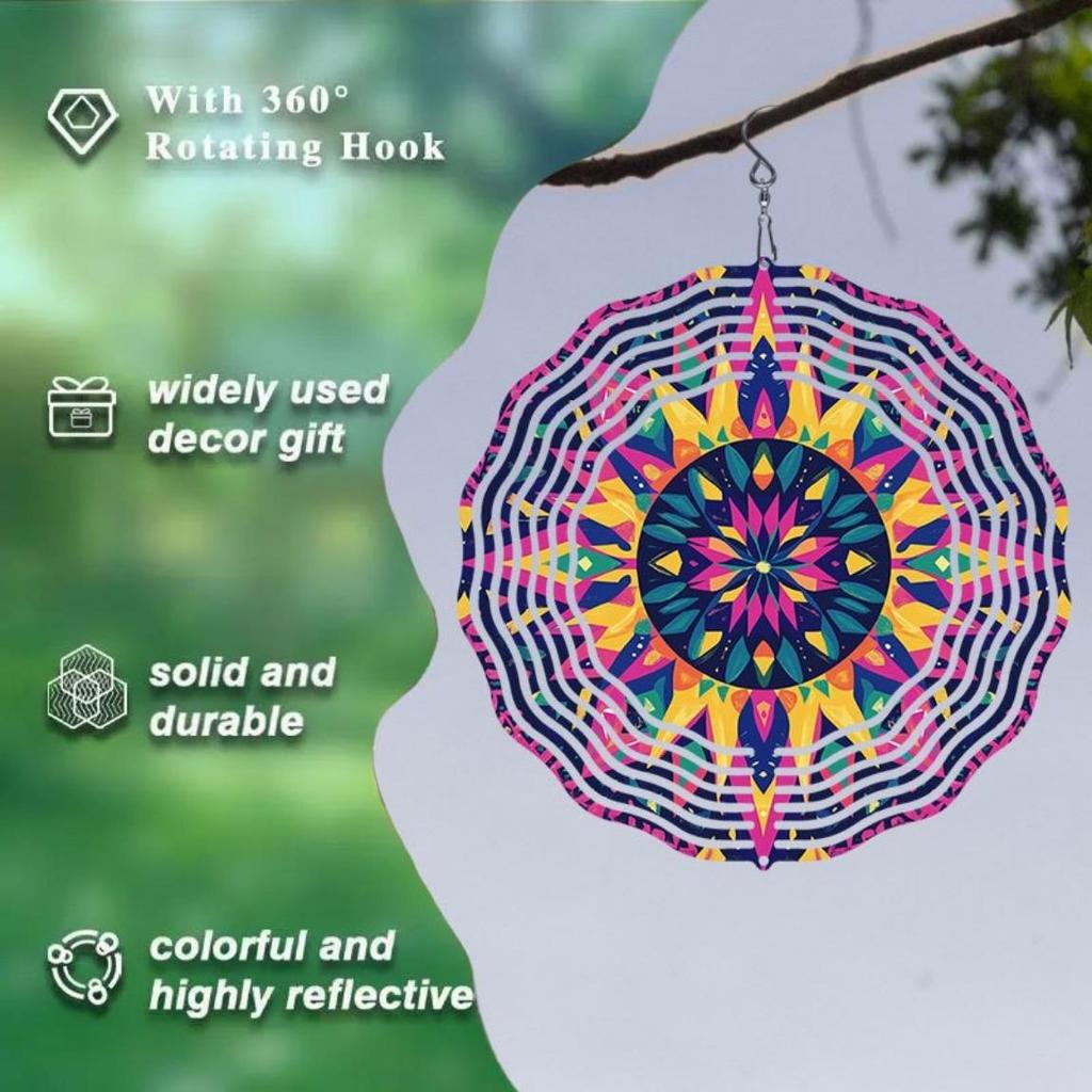 Lebensfrohes Metall-Windspiel mit rotierendem Spiraldesign Keine Batterie erforderlich Einfach zu installieren 360-Grad-Haken zur Dekoration von Garten, Balkon, Hof