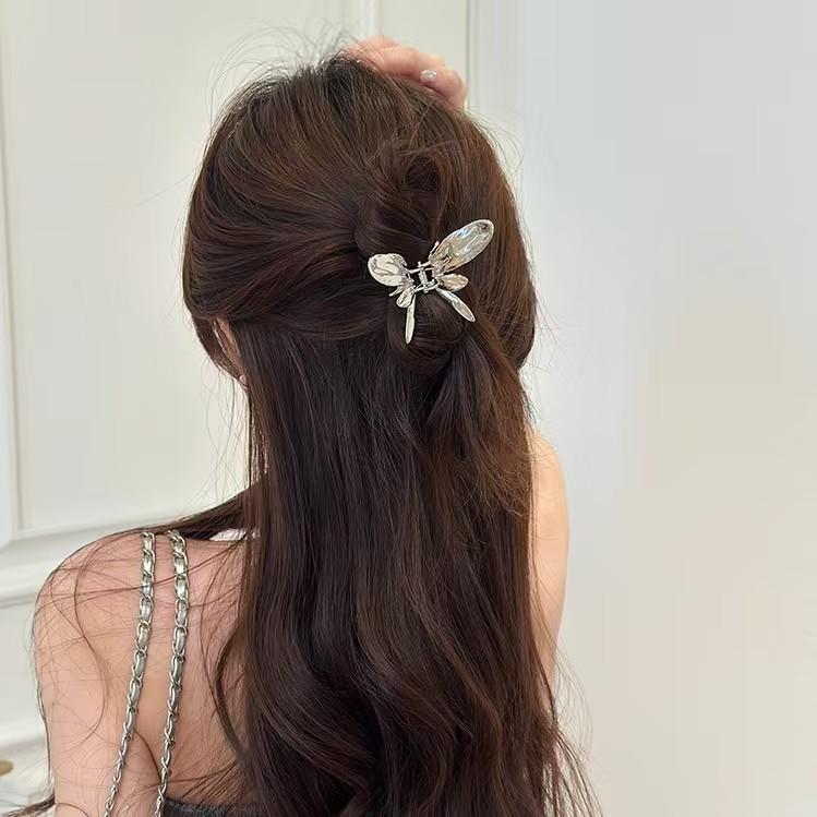 Girl Sweet Cool Color Diamond Element Hair Clip Silver Metal Shark Clip Back of Head High End Sensation Hair Clipper