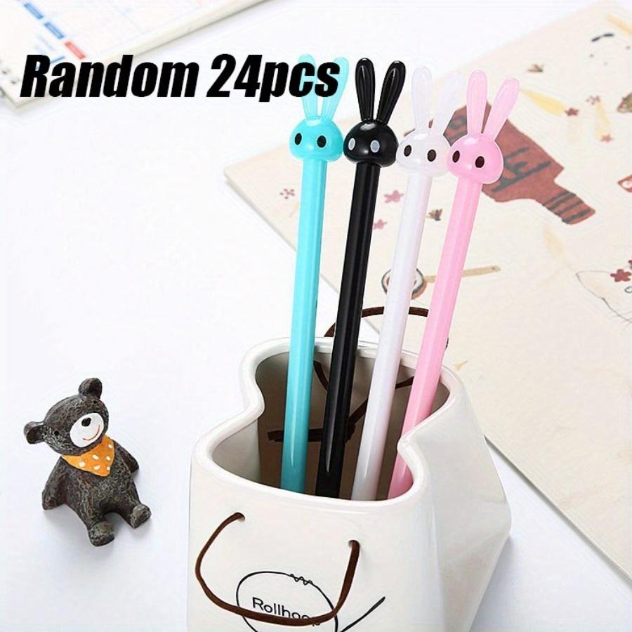 

24 шт. Мультяшная ручка нейтральная в форме кролика, милые канцелярские товары для учебы, офисная ручка для подписи на водной основе, забавные подарки на день рождения, возвращение в школу в сезон выпускных 24pcs