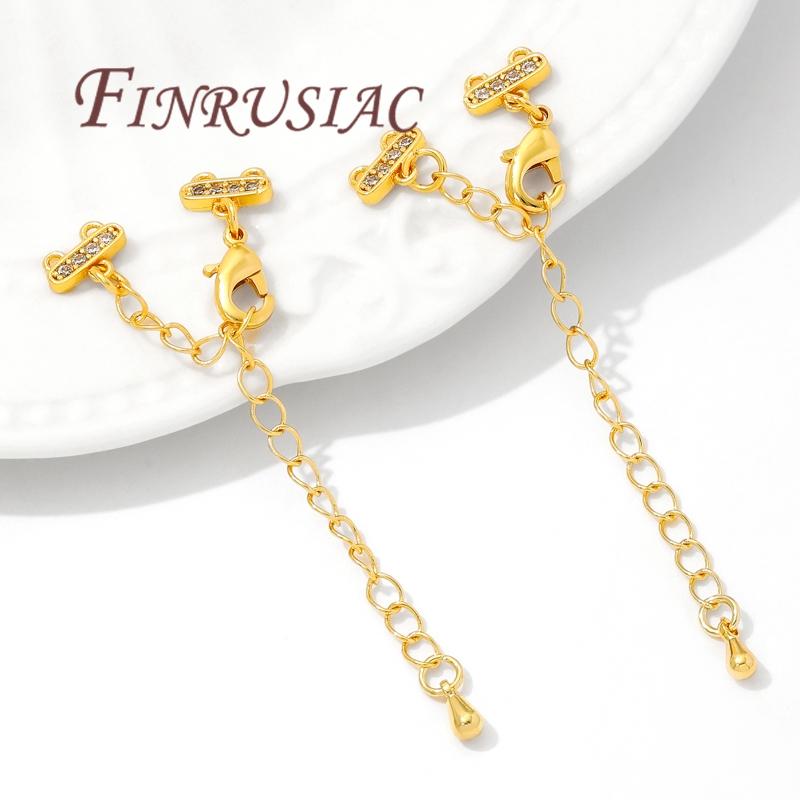 18K Gold Plated Extender Curb Chain,Bracelet Extender Lobster Clasp with Extension Chain Connector For DIY Bracelets Accessories