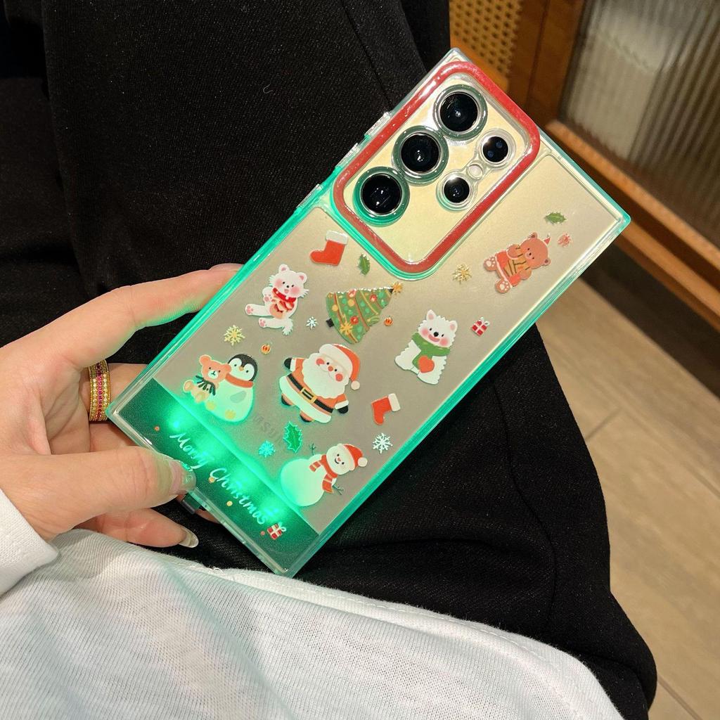 Christmas Call Flash Phone Case for Samsung S25 Ultra/A56/A36/S26, Voice Control & Induction Anti-fall Protection