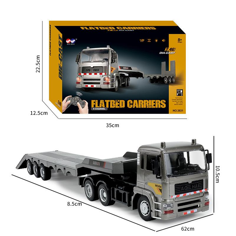 New Product 1:18 Scale 2.4G Remote Control Simulation Alloy Flat Truck Trailer Remote Control  Boys' Holiday Gifts Toy