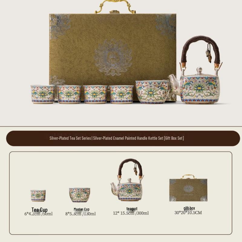 Gilded Silver Enamel Gongfu Tea Set