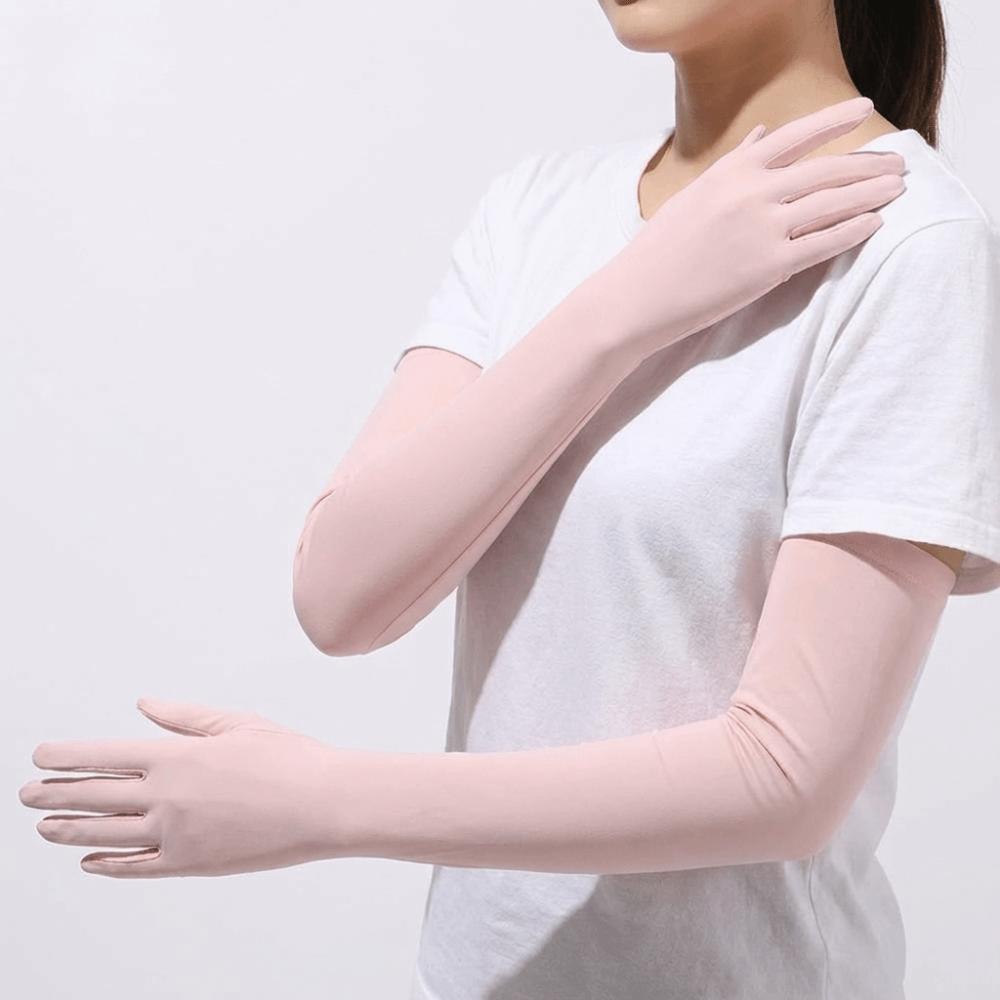 Solid Color Ice Silk Arm Sleeve Non-slip Summer Arm Cover Women's Gloves Long Sleeve  Outdoor