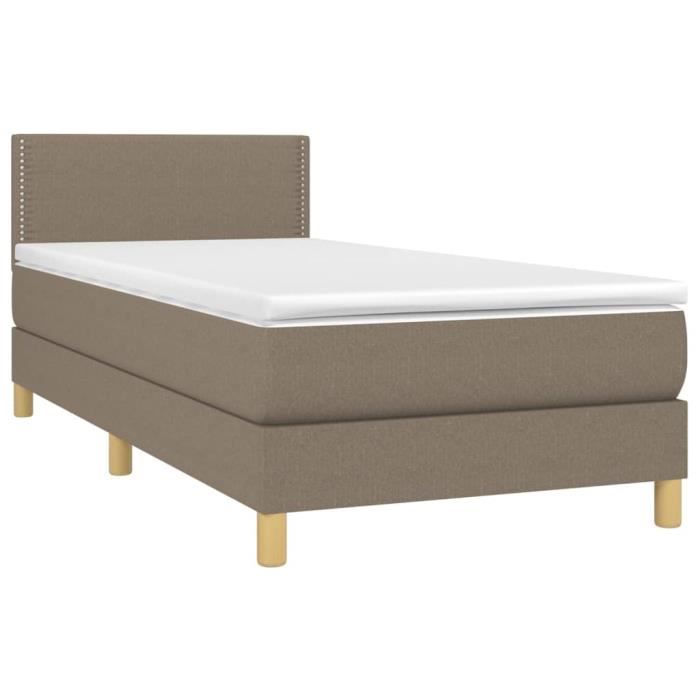VidaXL Lit à sommier tapissier avec matelas Taupe 90x190 cm Tissu 3140501