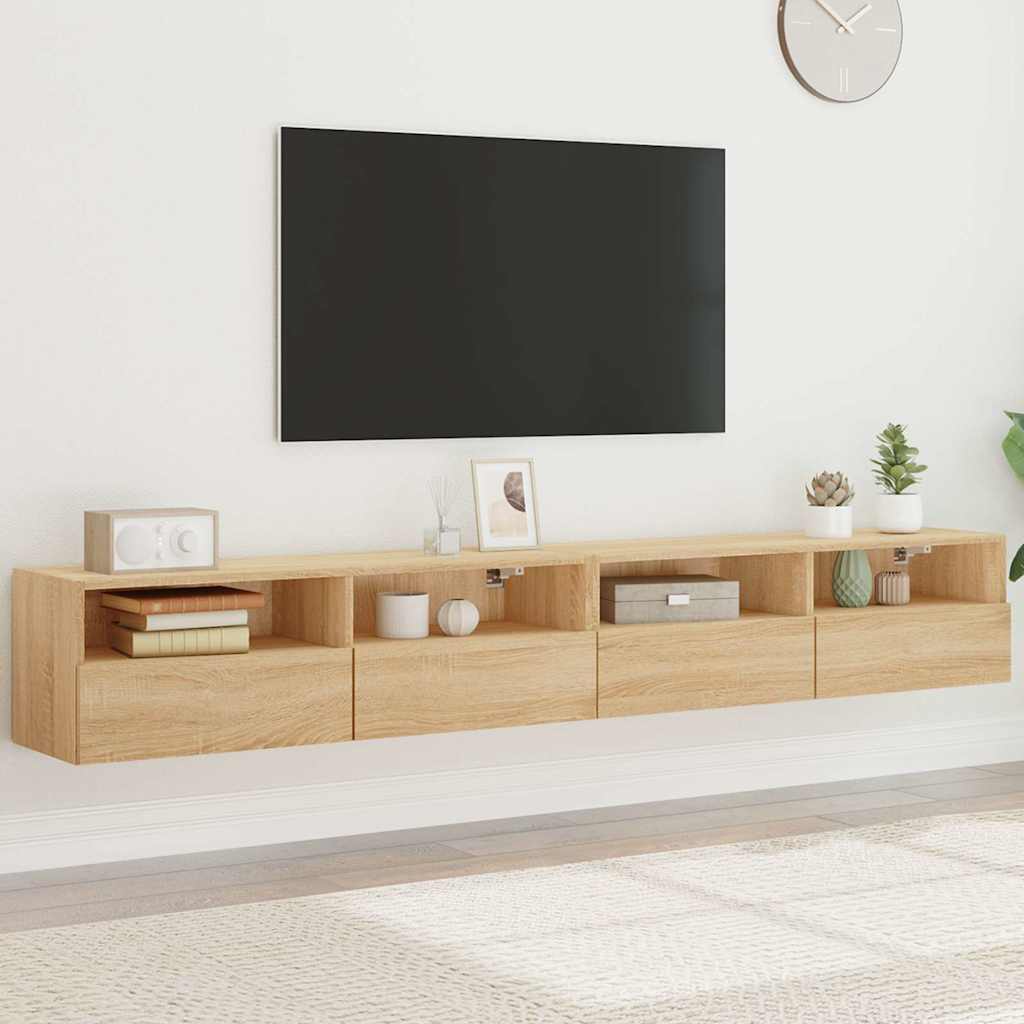 TV Wall Cabinets 2 pcs Sonoma Oak 100 x 30 x 30 cm Particleboard