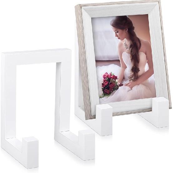 Soaoo 2 Pcs Wooden Plate Stand for Display, 8 Inch Plate Holder Decorative Picture Frame Plaque Stand Holder Easel Table Top Easels for Display