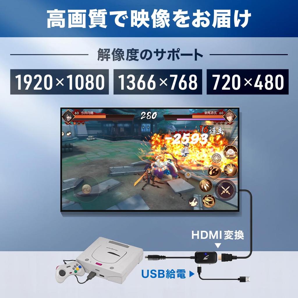 Eishin Sega Saturn HDMI Sega Saturn HDMI Connection Cable Converter, (SS)