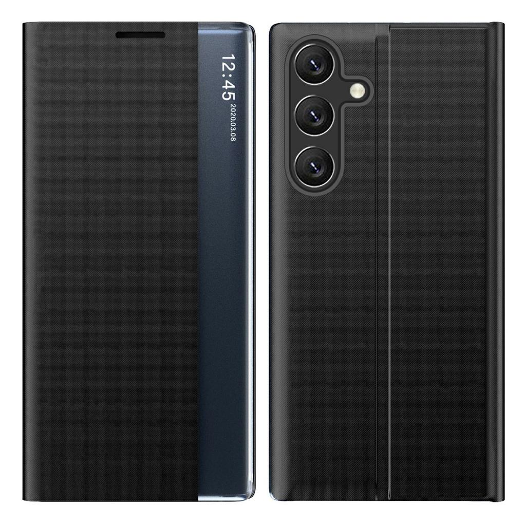 Capa para Samsung Galaxy S26 com Janela de Visualização Resistente a Arranhões em Couro PU com Flip e Suporte