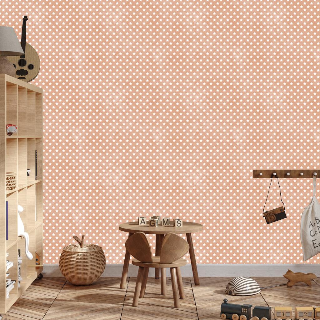 Cream and Peach Stars Wallpaper for Living Room and Bedroom 50x1000