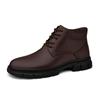 Genuine Leather Men Ankle Boots Lace-up Business Work Office Dress Shoes Luxury Brand High Top Man Shoe High Quality Basic Boots