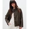 Womens Short PU Leather Jacket 2026 Casual Streetwear Biker Style Loose Fit With Snap