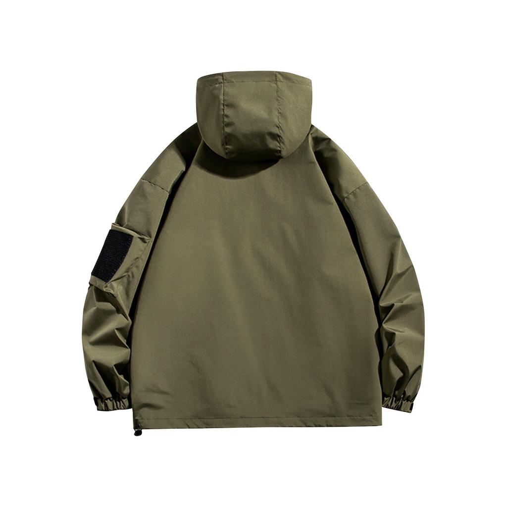 Men's Spring Coat Printed Thin Hooded Windbreaker Outdoor Sports Jacket Men's Jacket