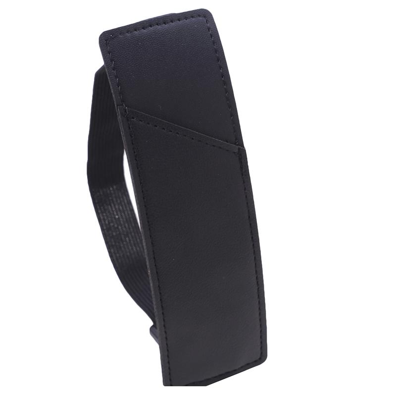 Adjustable Elastic Band Pen Holder Solid Color PU Pen Sleeve Pouch Students Notebook Book Page Pen Clip