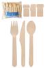 Rurumi Disposable Wooden Cutlery Individually 16cm Paper 100 Food Registered Set, Wrapped, Spoon, Knife, Fork, Napkins, Sets, (100)