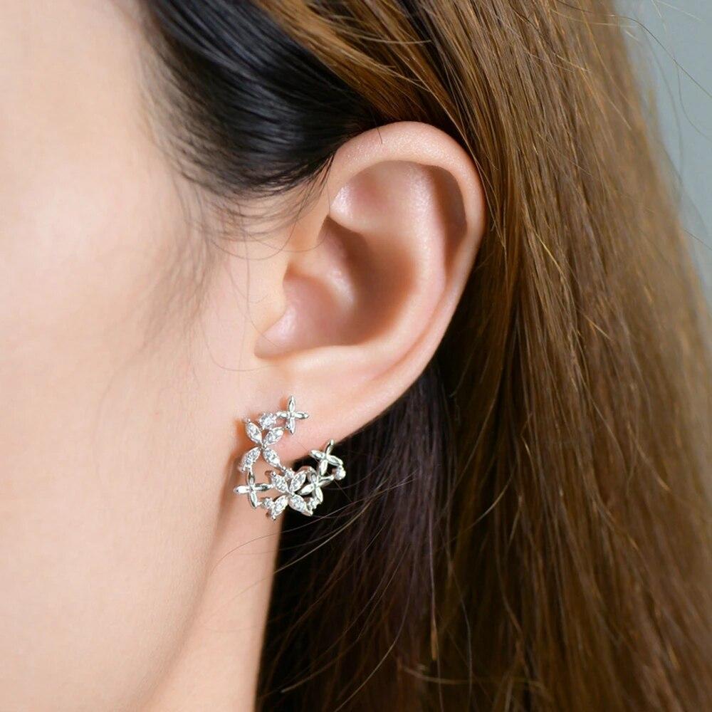Romantic Cute 100% 925 Sterling Silver VVS1 3EX D Real Moissanite Diamonds Sparkling Stud Earrings For Women Jewelry