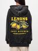 Autumn Winter Womans Washed Hoodie Premium Fresh Lemons Printing Sweatshirt Retro Oversize Cotton Clothes
