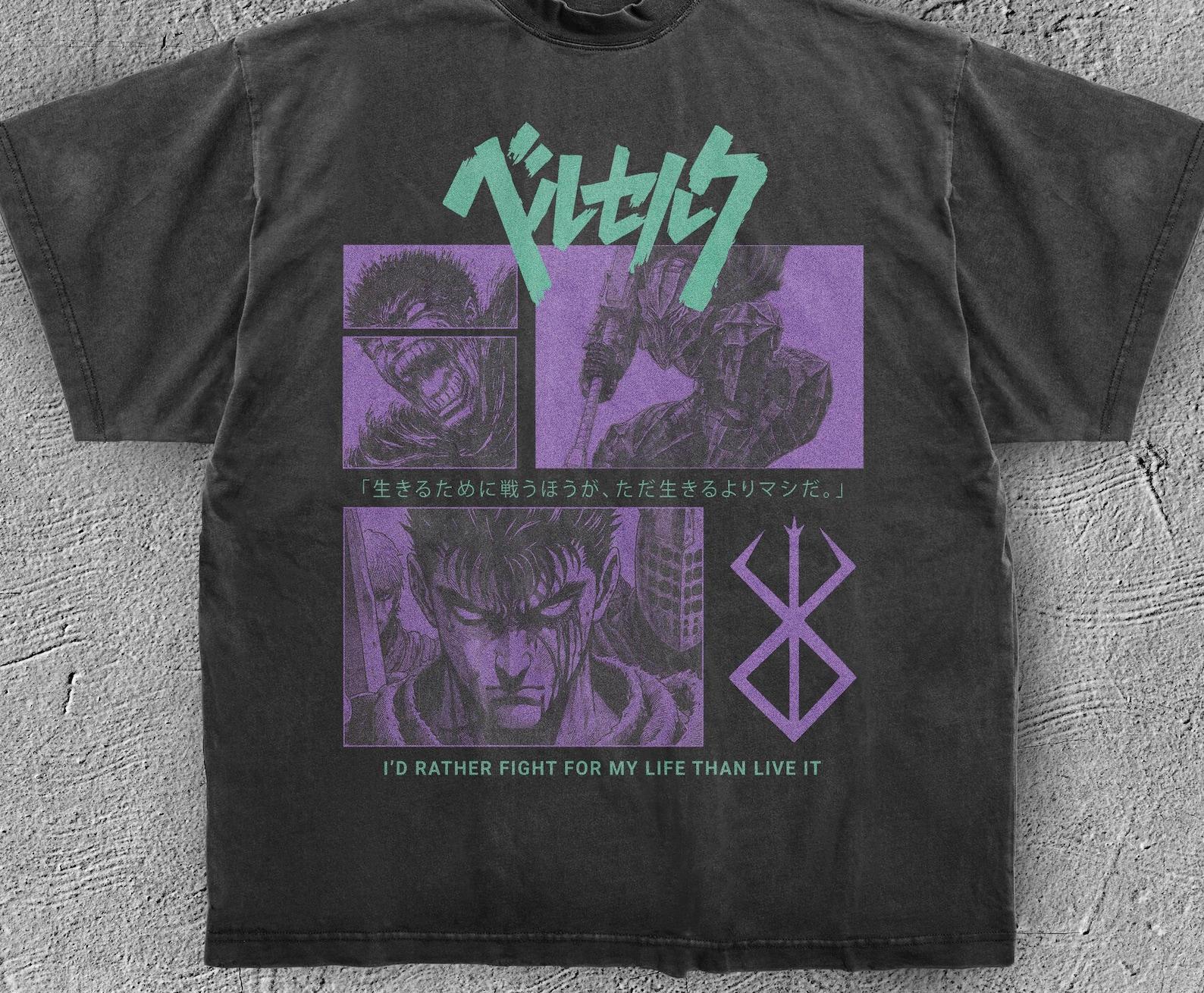 Berserk Guts Retro Graphic Tee | Brand of Sacrifice Shirt | Dark Manga Streetwear S