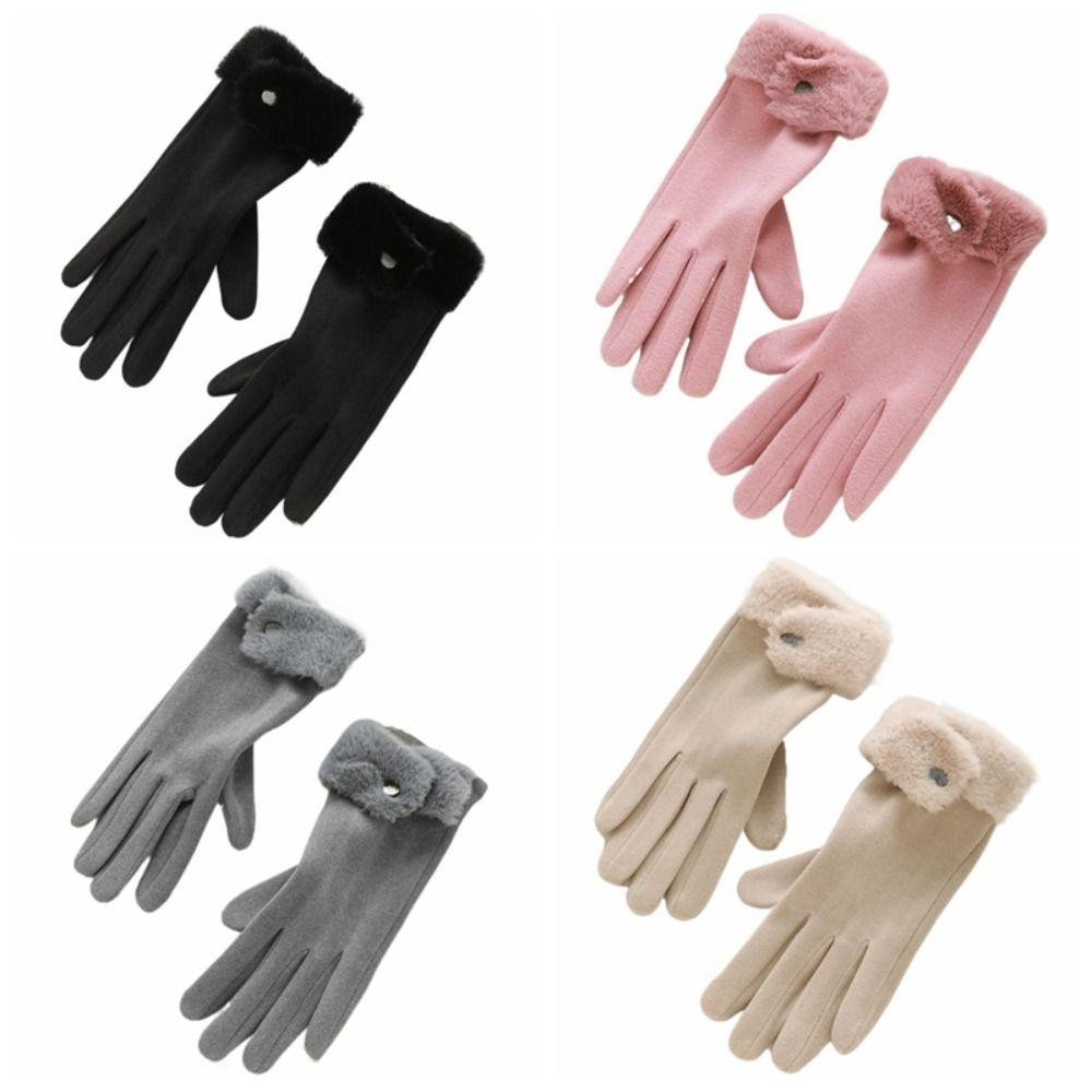 Windproof Plush Gloves Velvet Women Mittens Fashion Winter Gloves  Winter