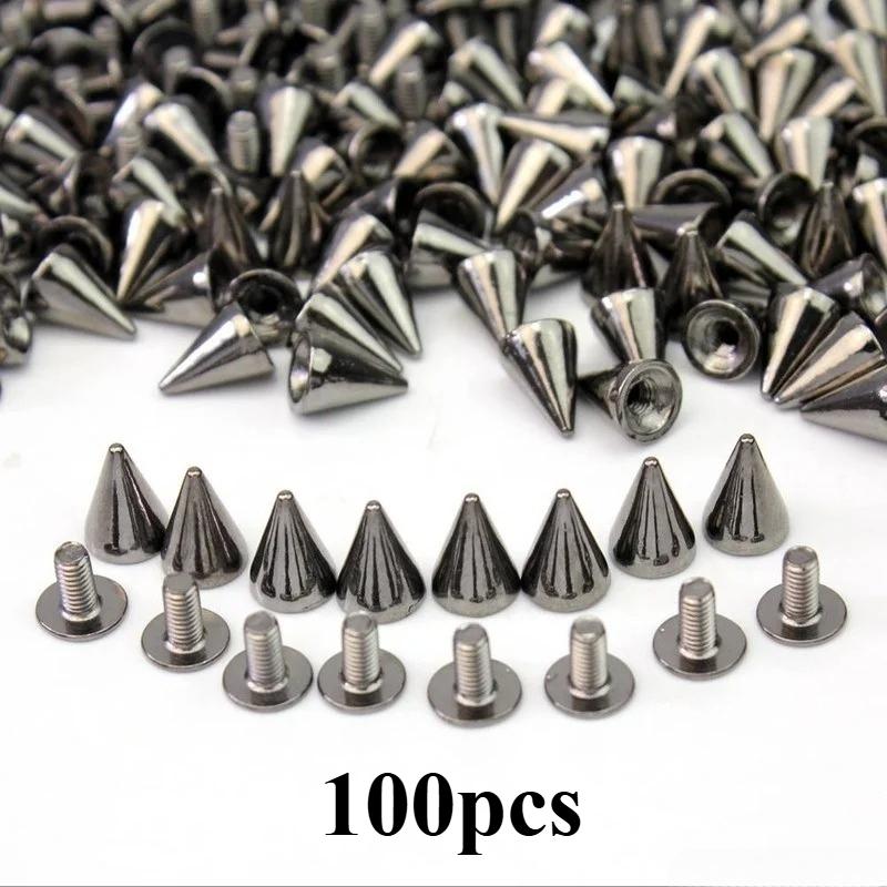50/100Pcs Black Gold Silver Cone Studs and Spikes DIY Craft Cool Punk Garment Rivets for Clothes Bag Shoes Leather DIY Handcraft