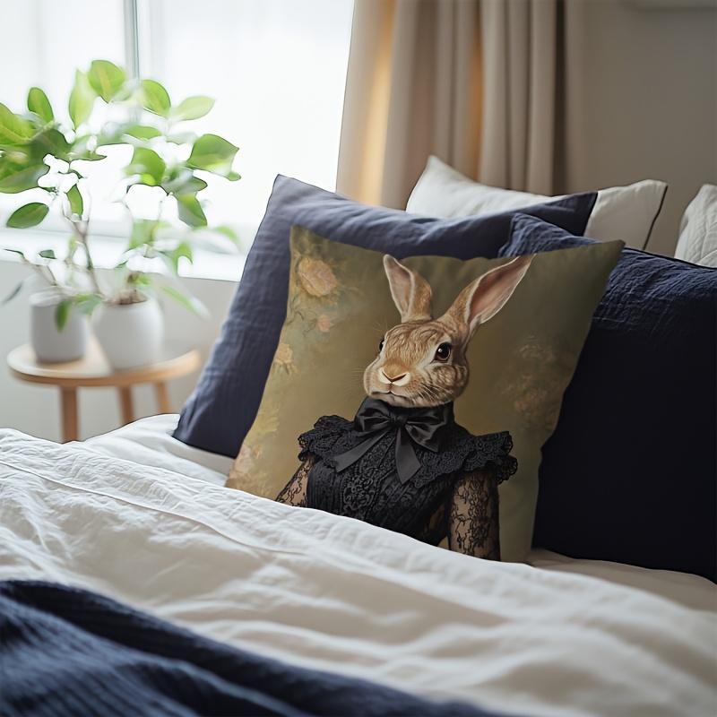 1 Stuks Vintage Victoriaanse Stijl Dames Konijn Kussenhoes, Geschikt Voor Bank, Slaapkamer, Woonkamer, Een Uniek Cadeau Voor Dierenliefhebbers