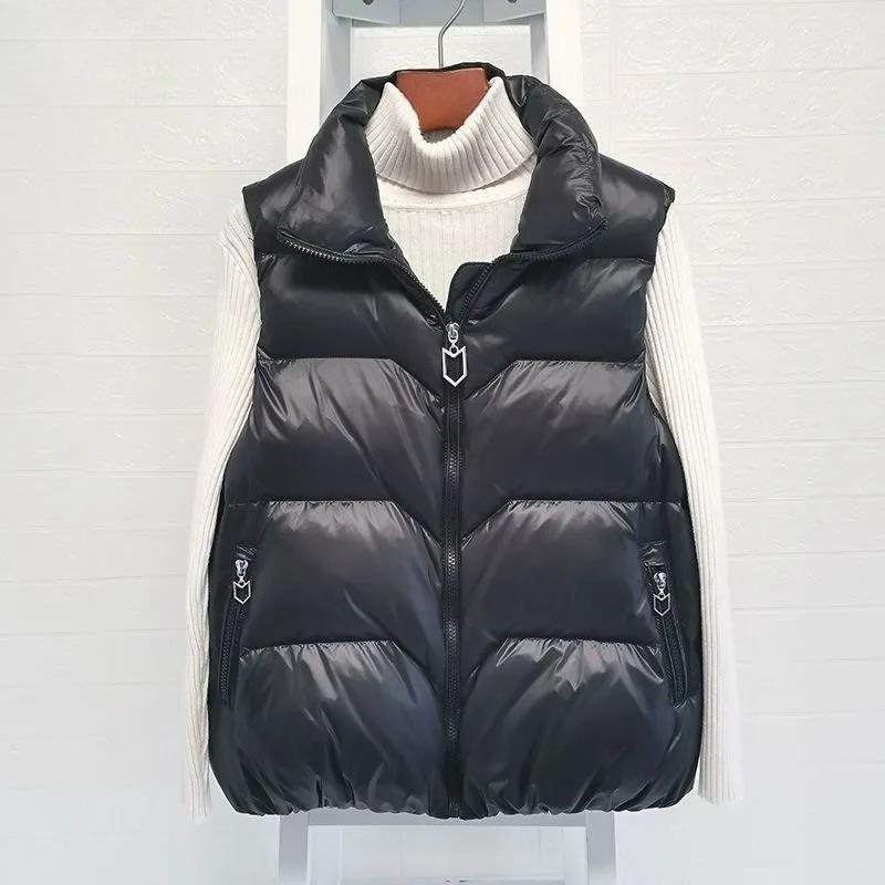 Black Down Cotton Vest Women's Short Autumn and Winter Korean Version of The Loose Vest Vest Waistcoat Jacket Trend
