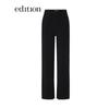 Edition Women's Black Slit Hem Acetate Blend Trousers
