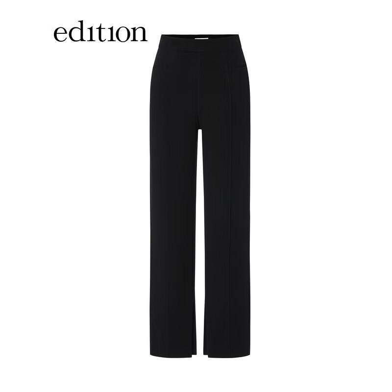 Edition Women's Black Slit Hem Acetate Blend Trousers