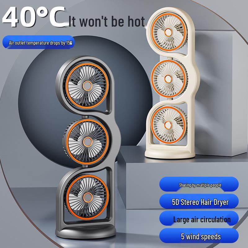 100-Speed Desktop Fan with Timer & Light for Home/Office