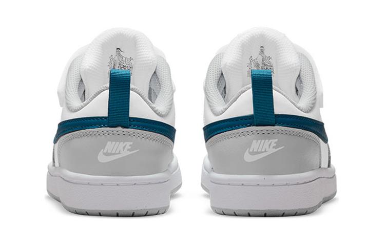 Nike Court Borough 2 Low Top Skateboard Shoes White Gray Blue Kids' BQ5451-117