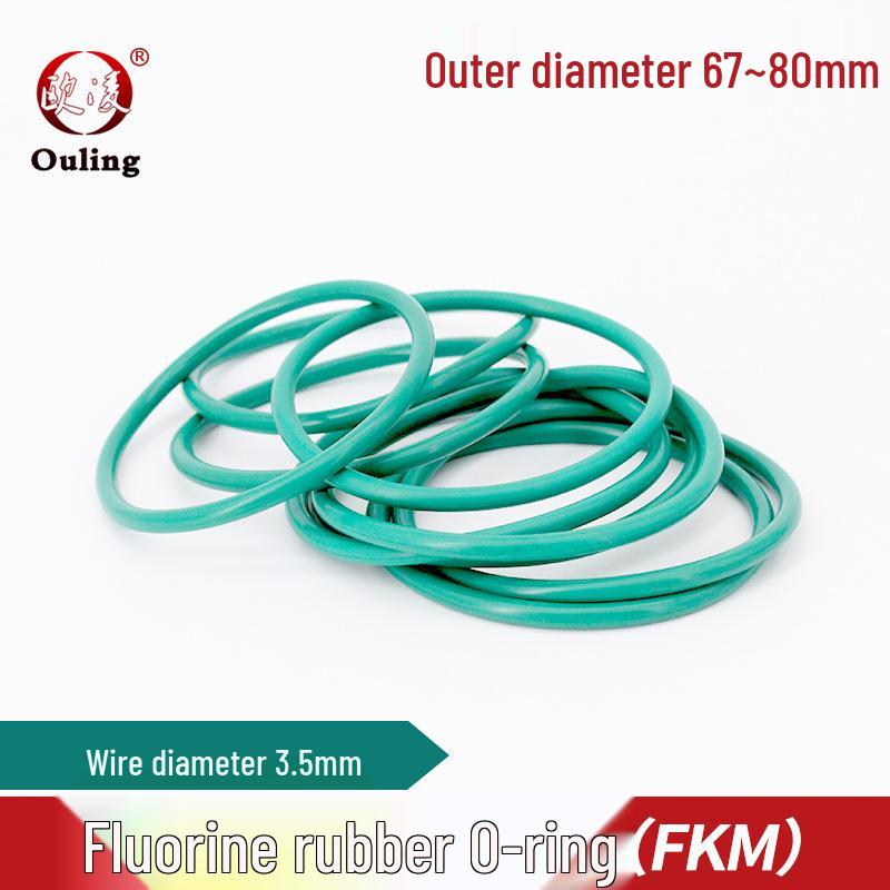 Anti-Aging Green FKM O-ring with Outer Diameters 67–80mm, 3.5mm Cross-section Outer Diameter 72*3.5mm (1 piece)