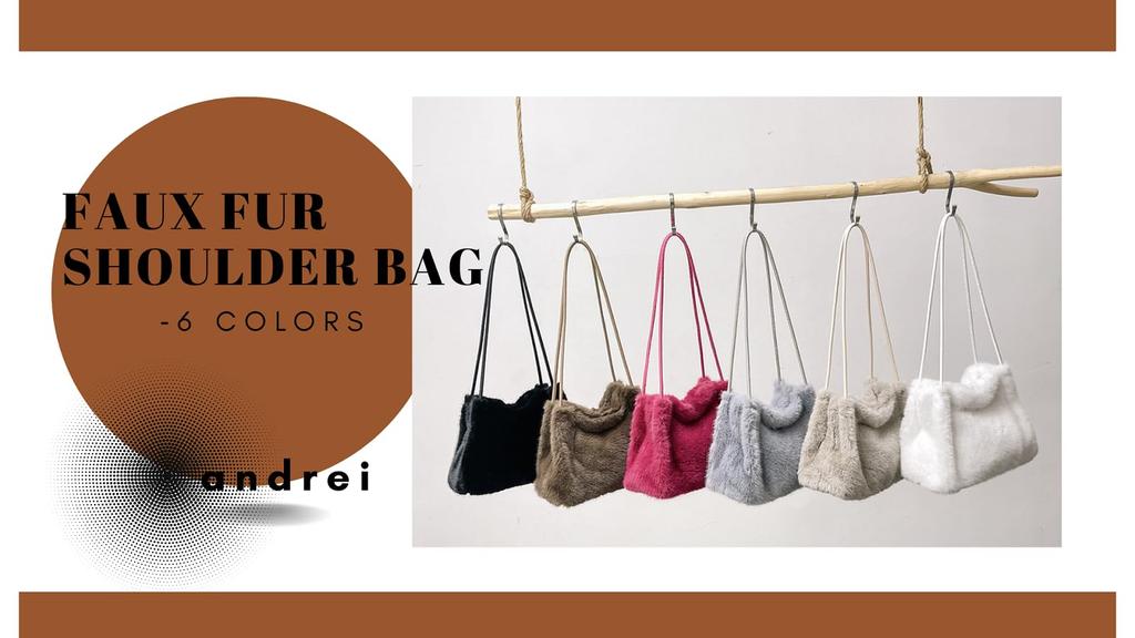 Andrei Fur Tote Shoulder Fluffy Faux Stylish for and More Women's Bag, Fur, Lightweight, Fall/Winter, Commuting, School, (White)