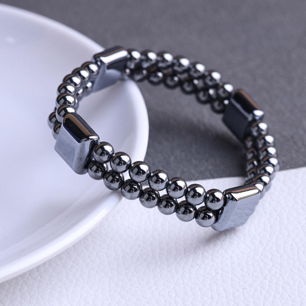 Fashionable Double Layer Terahertz Bracelet Comfort Wear Terahertz Bracelet Meditation Accessory Stone Texture for Daily